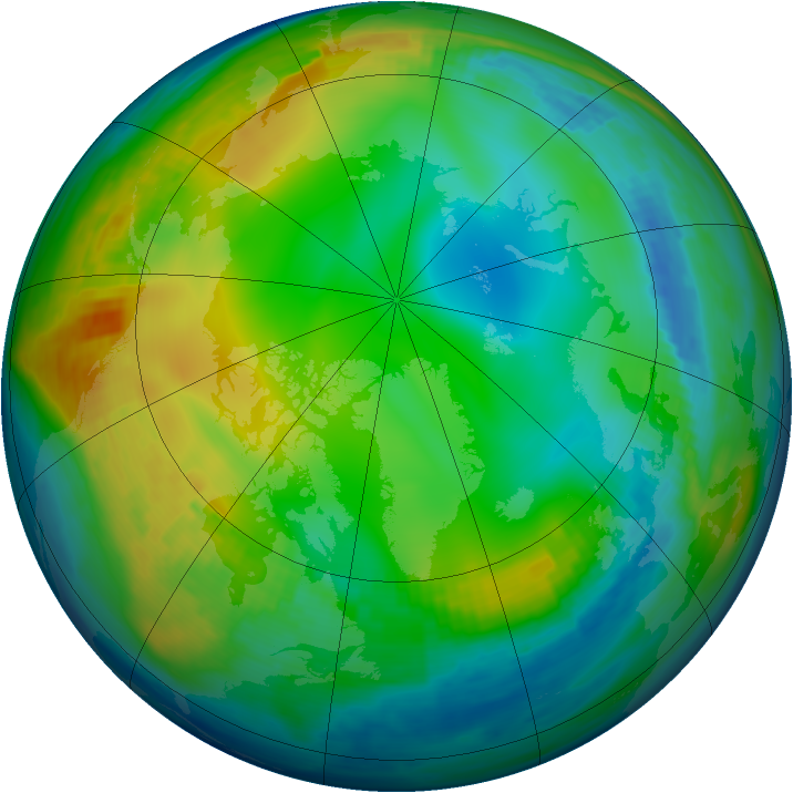 Arctic ozone map for 19 December 1982
